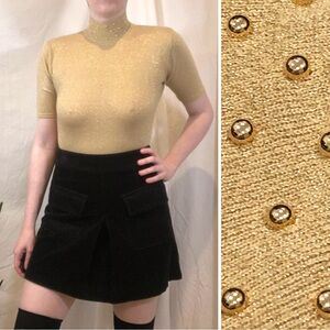 ❤️ LAST CHANCE Vintage 80s The Icing Metallic Lurex Mockneck Studded Bodysuit